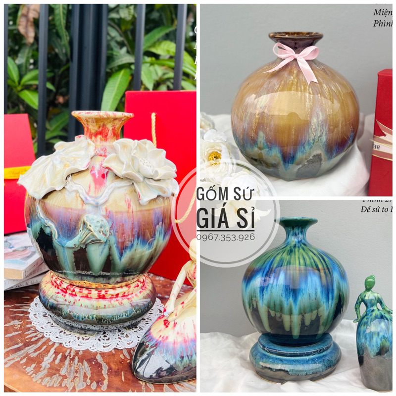 BÌNH HÚT LỘC MEN HOẢ BIẾN 16CM 24CM 30CM GỐM SỨ BÁT TRÀNG