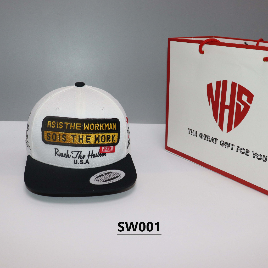Nón NHS Snapback Tuyệt Đỉnh Thêu So Work Trắng SW001