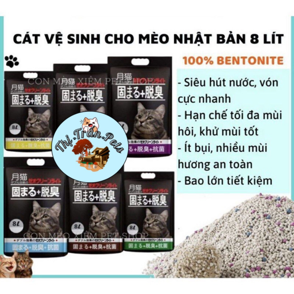 Cát mèo 1 tải có 6 bao cát nhật đen 8l - siêu tiết kiệm