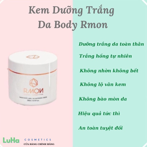 Kem dưỡng trắng da body Rmon White Label Dia Whitening Cream 200ml, da sáng đều màu trắng hồng tự nhiên | BigBuy360 - bigbuy360.vn