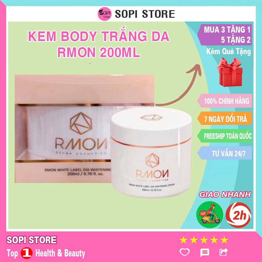 Kem dưỡng trắng da body Rmon White Label Dia Whitening Cream 200ml, da sáng đều màu trắng hồng tự nhiên | BigBuy360 - bigbuy360.vn