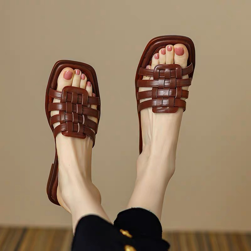 Dép quai đan hở mũi mẫu mới Dép nữ thời trang