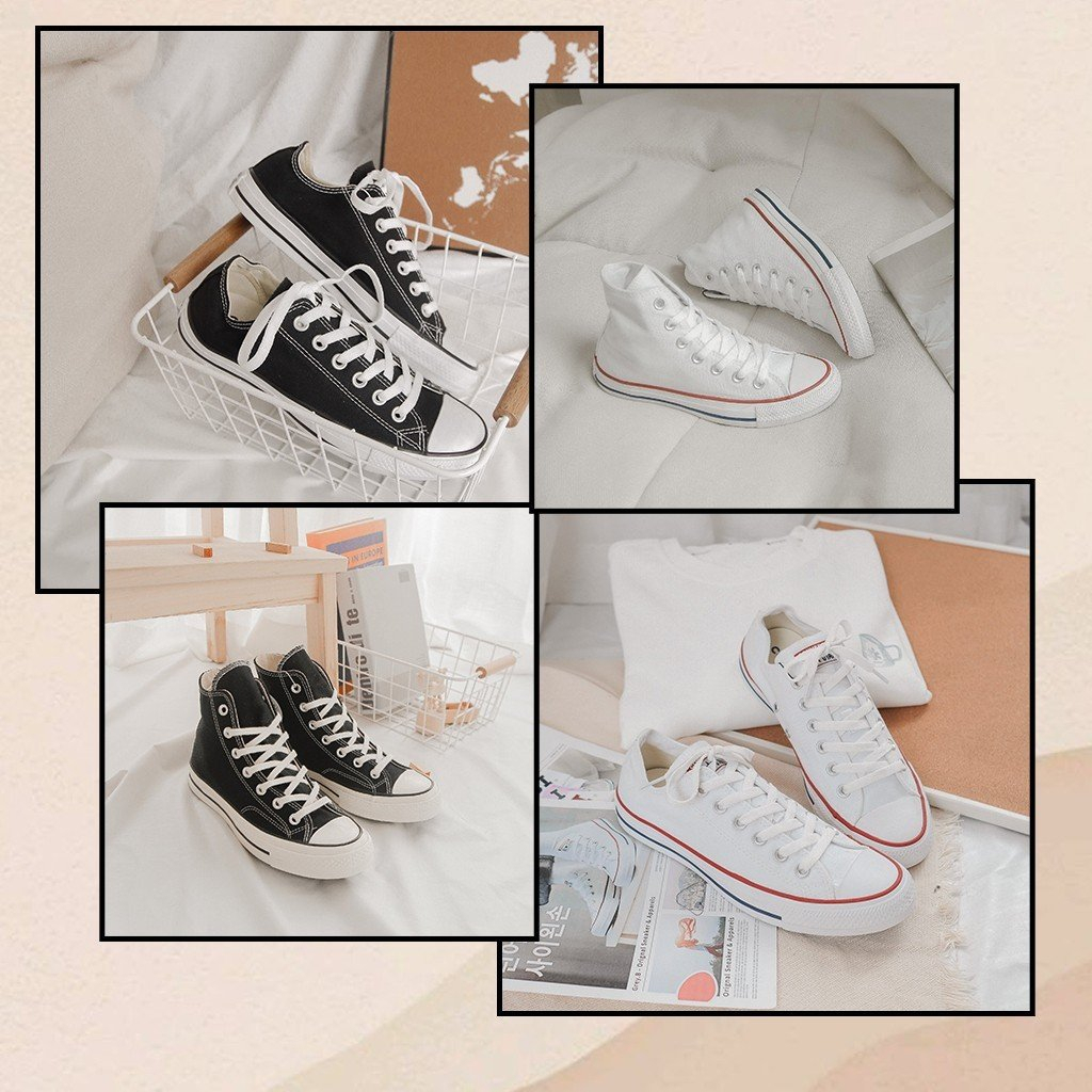 Giày Converse_Cổ Thấp Nam Nữ, Giày Converse_Cổ Cao Trắng Đen Nam Nữ Hàng Đẹp Full Box Bill