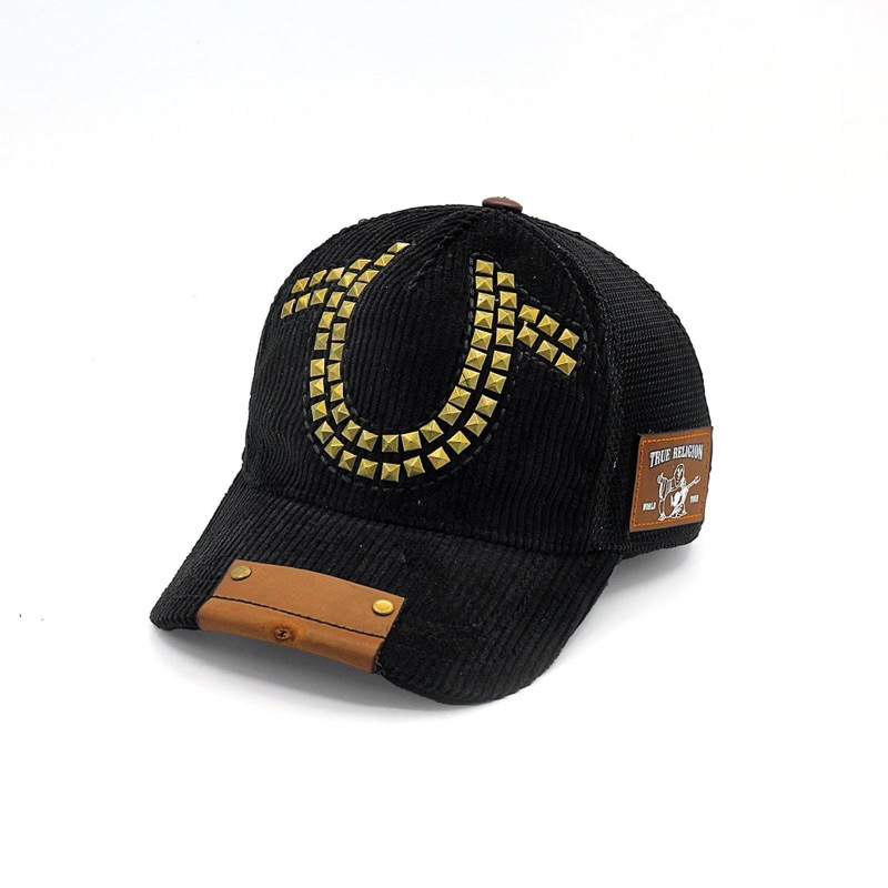 Nón kết / nón lưỡi trai ông địa True Religion nút đồng chất kaki nhung tăm khoá da cao cấp