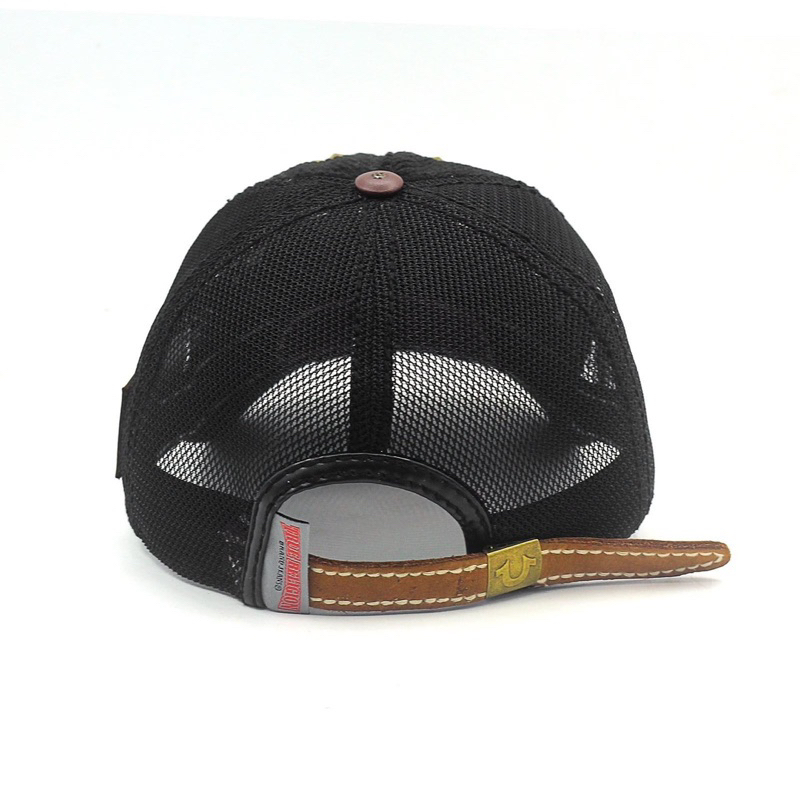 Nón kết / nón lưỡi trai ông địa True Religion nút đồng chất kaki nhung tăm khoá da cao cấp