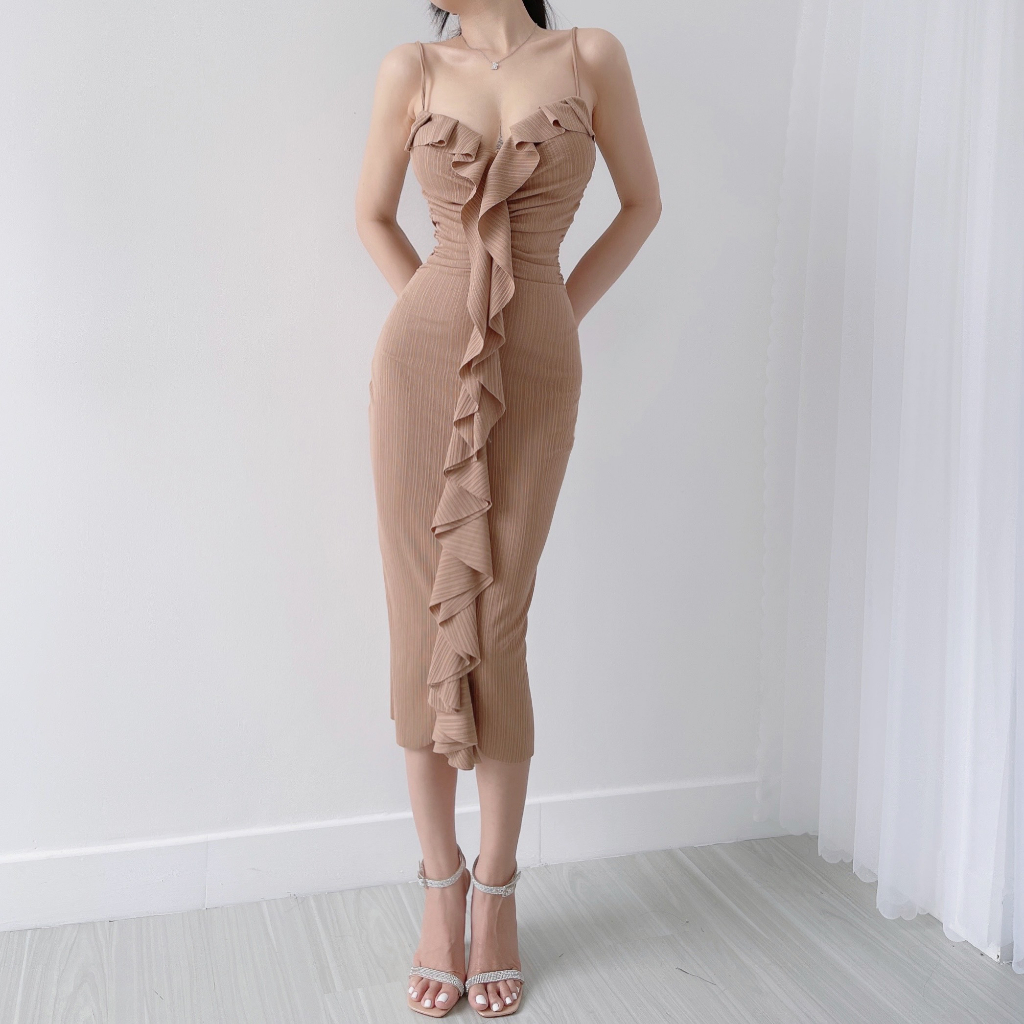 Đầm 2 dây dáng ôm dài quyến rũ midi Emilyshop (T)