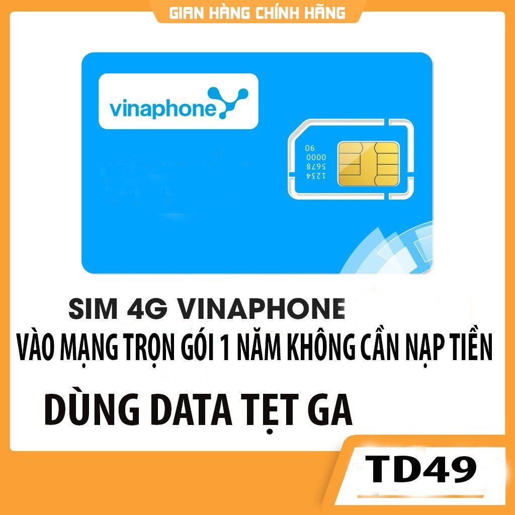 Sim 4G Vinaphone trọn gói 12 tháng - td49 khách hàng có 100gb/tháng dùng thoài mãi