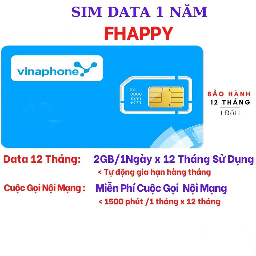 Sim 4G FHAPPY sử dụng 1 năm không nạp free 1000p gọi nội mạng 2gb/ngày