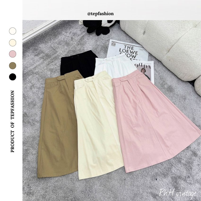 Chân Váy Nữ Dài Qua Gối Chất Kaki Hàn Cao Cấp TEP FASHION KS-CVD2201