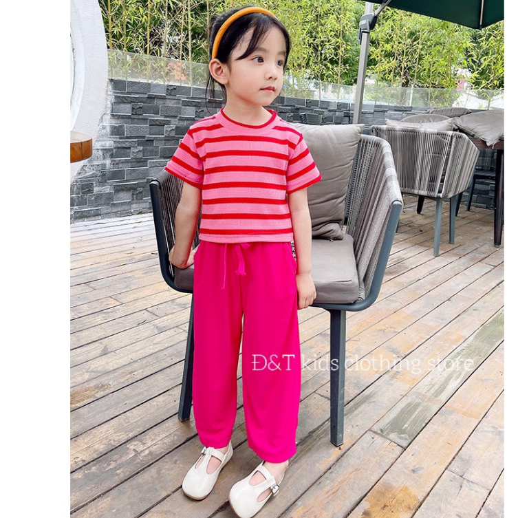 Sét bộ hồng Quần suông áo kẻ siêu đẹp (10-25kg)