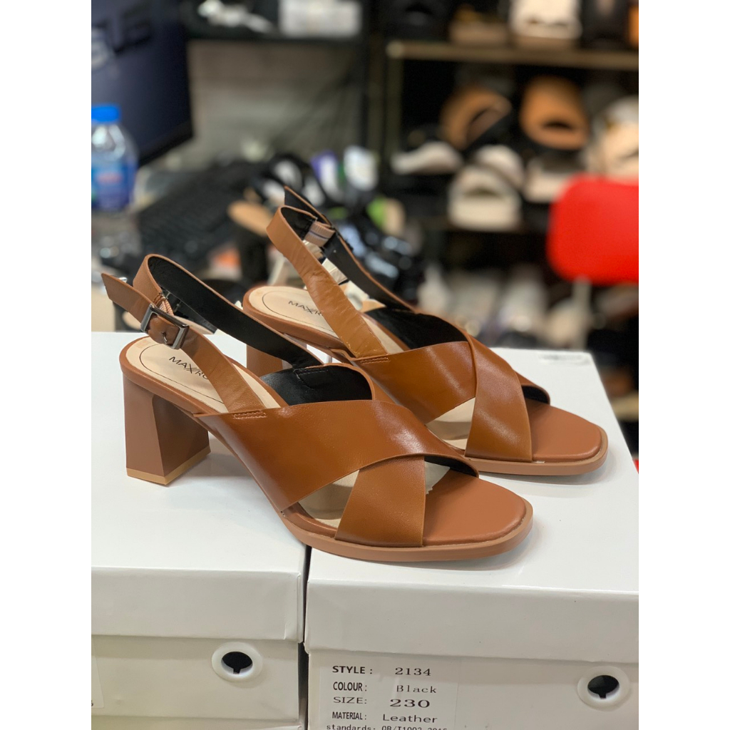 Sandal Nữ Da Thật Gót Trụ Cao 7cm Hàng VNXK