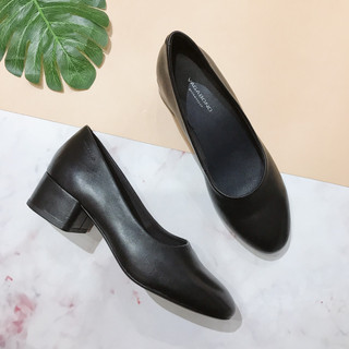 Giầy cao gót nữ da thật mũi tròn cao 4cm