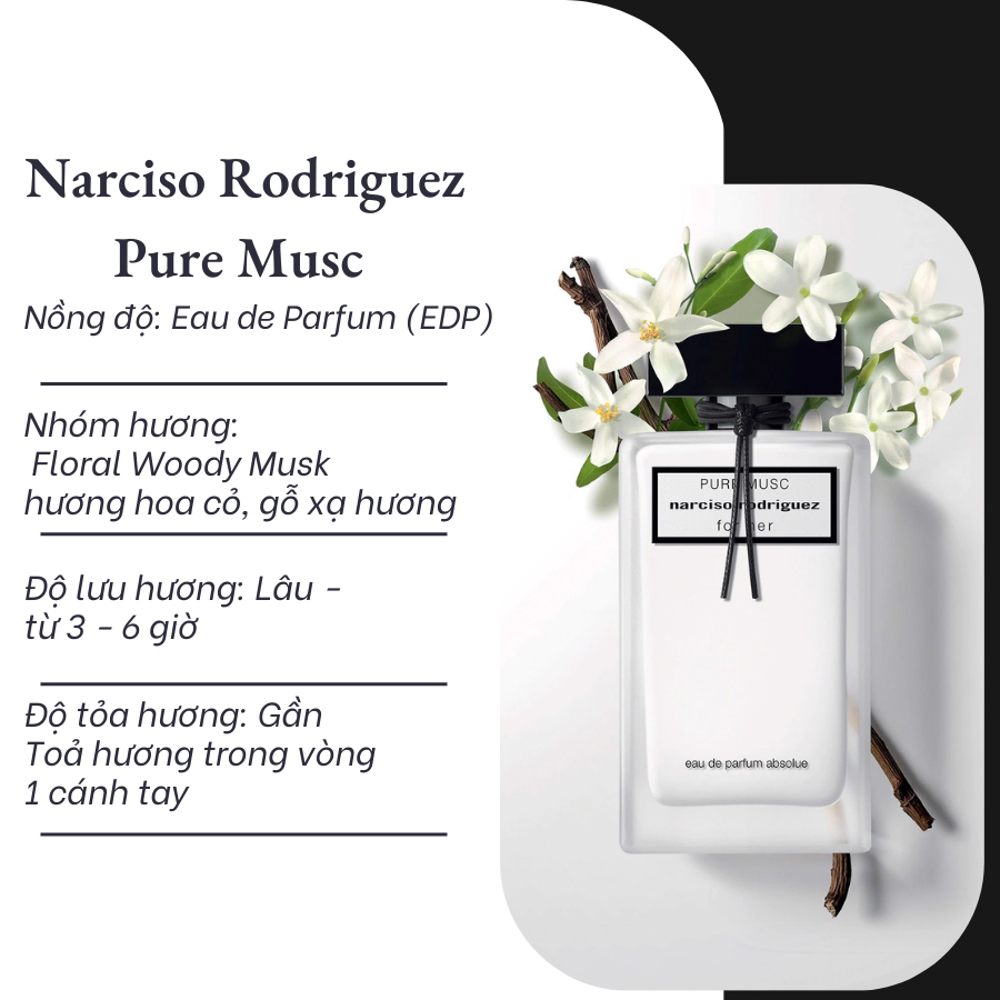 [Mẫu Thử] 10mlNước hoa Narciso Rodriguez Pure Musc For Her | Nước hoa nữ chính hãng | Delimaperfume | BigBuy360 - bigbuy360.vn