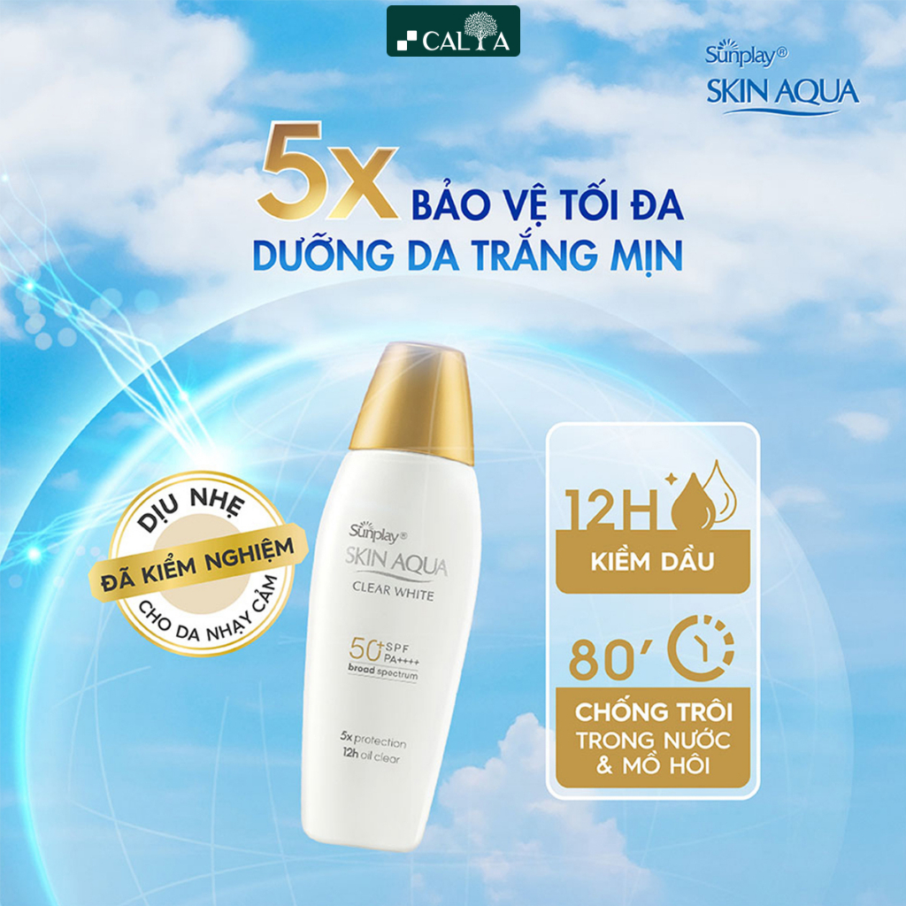 Kem Chống Nắng Sunplay Skin Aqua Kiềm Dầu, Dưỡng Da Trắng Mịn - Sunplay Skin Aqua Clear White SPF50+, PA++++ 25g/55g