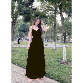 Đầm maxi 2 dây bèo tầng kèm Video mẫu thật - Kho tuyển sỉ ưu đãi chiết khấu tốt
