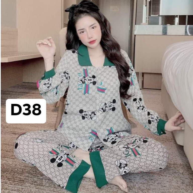 Bộ quần áo nữ pijama cỡ đại mặc nhà chất kate mềm cổ sen thoáng mát-shopthoitrang8888