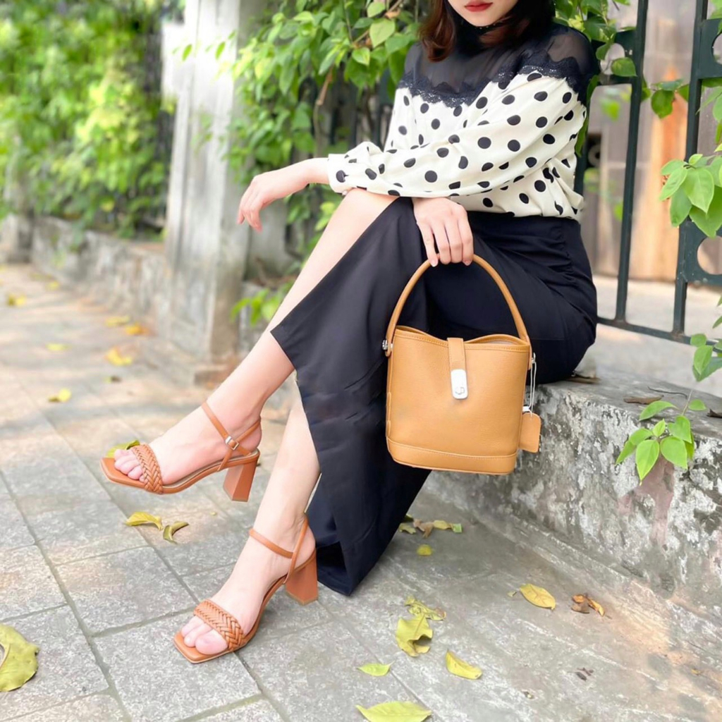 Sandal Nữ Quai Ngang Gót Trụ Cao 7cm
