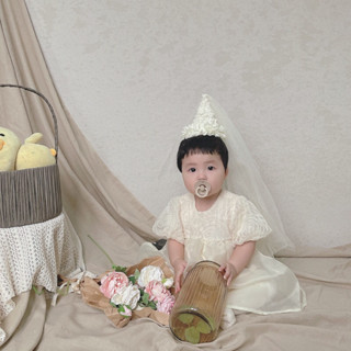  Váy ren hoa hồng  Hàn cho bé 