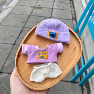 Outfit doll 10cm 15cm 20cm set đồ tím beanie