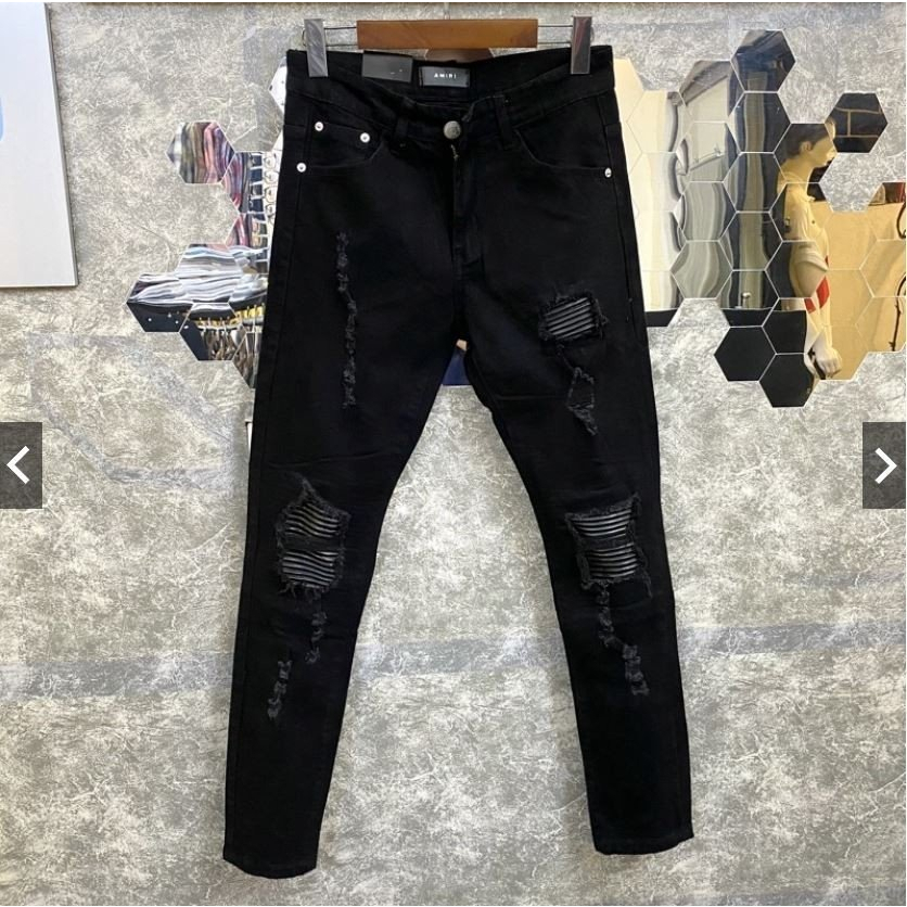 Quần jean nam đen vá vải chất bò [FREE SHIP] +form dáng slimfit+co giãn tốt bền màu cao cấp-AHFASHION