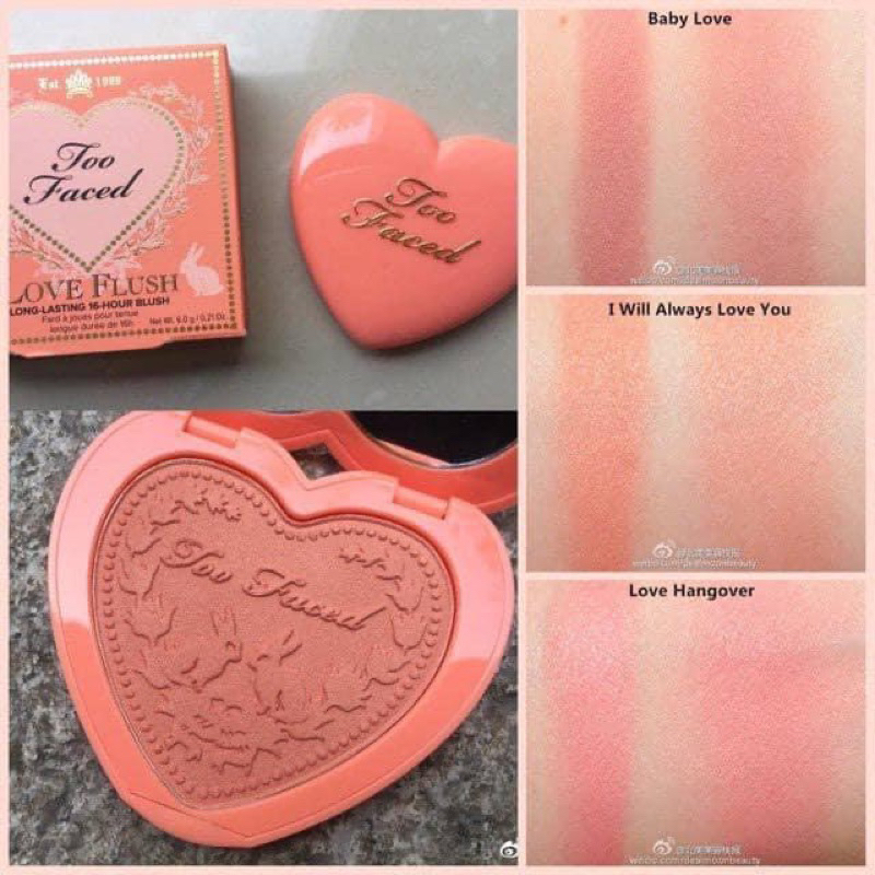Có sẵn 2 màu: Phấn má hồng TOO FACED Love Flush Blush tone Baby Love, I Will Always Love You