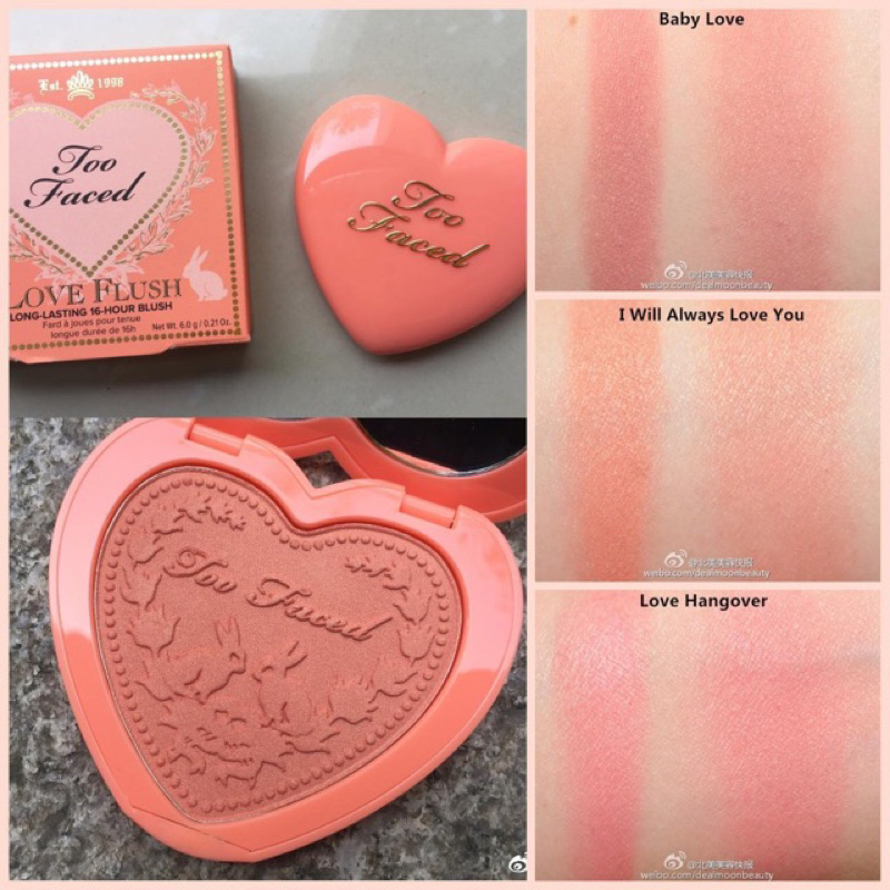 Có sẵn 2 màu: Phấn má hồng TOO FACED Love Flush Blush tone Baby Love, I Will Always Love You