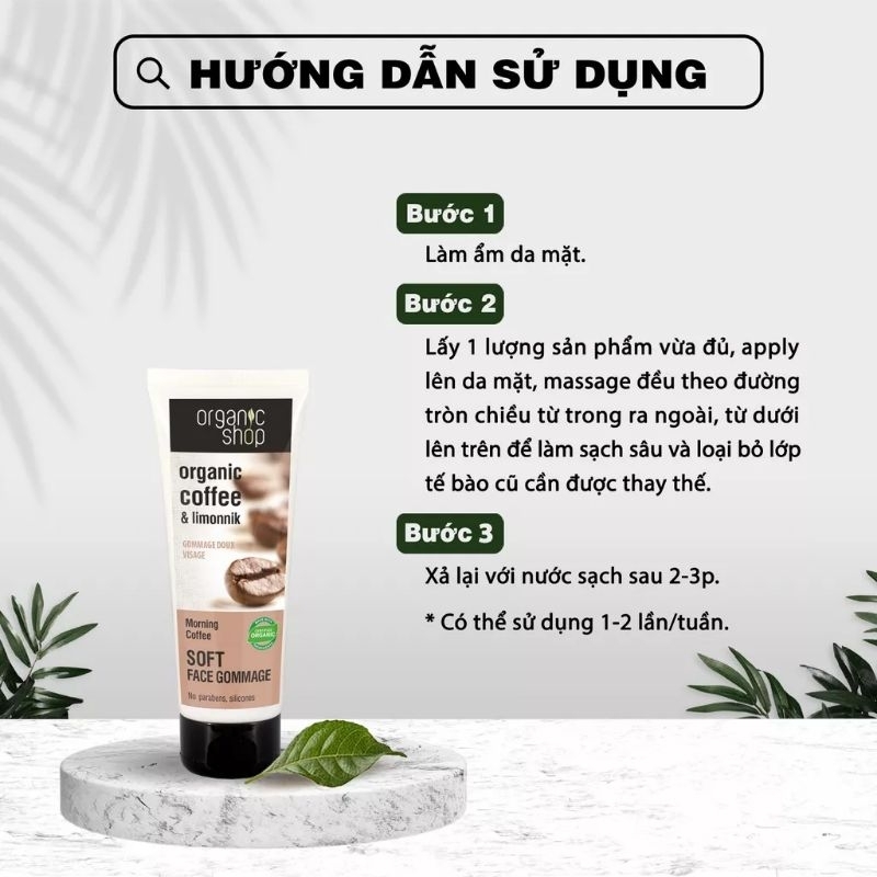 Tẩy da chết mặt Organic cafe, tẩy tế bào chết cà phê nhập khẩu Nga 75ml