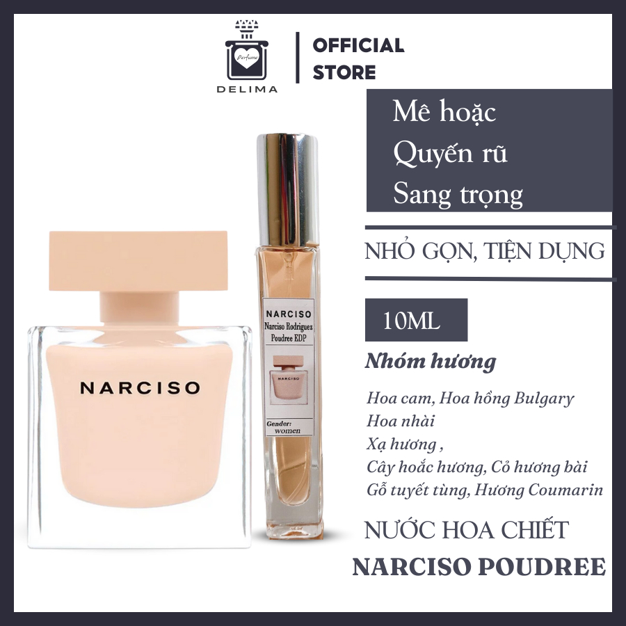 [Mẫu Thử] 10ml  Nước hoa Narciso Rodriguez Poudree | Nước hoa nữ chính hãng | Delimaperfume