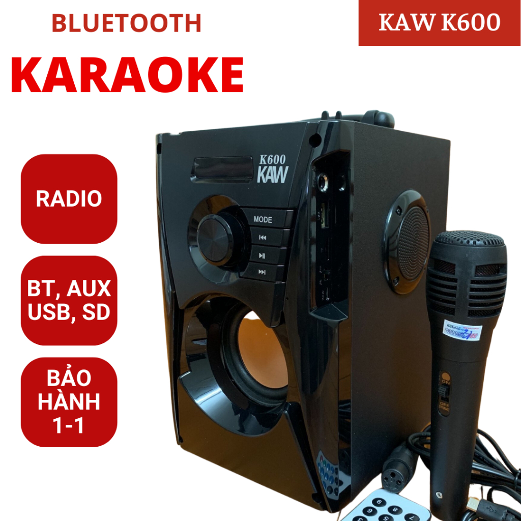 Loa Bluetooth karaoke KAW K600 công suất lớn - Bảo hành chính hãng 1 đổi 1