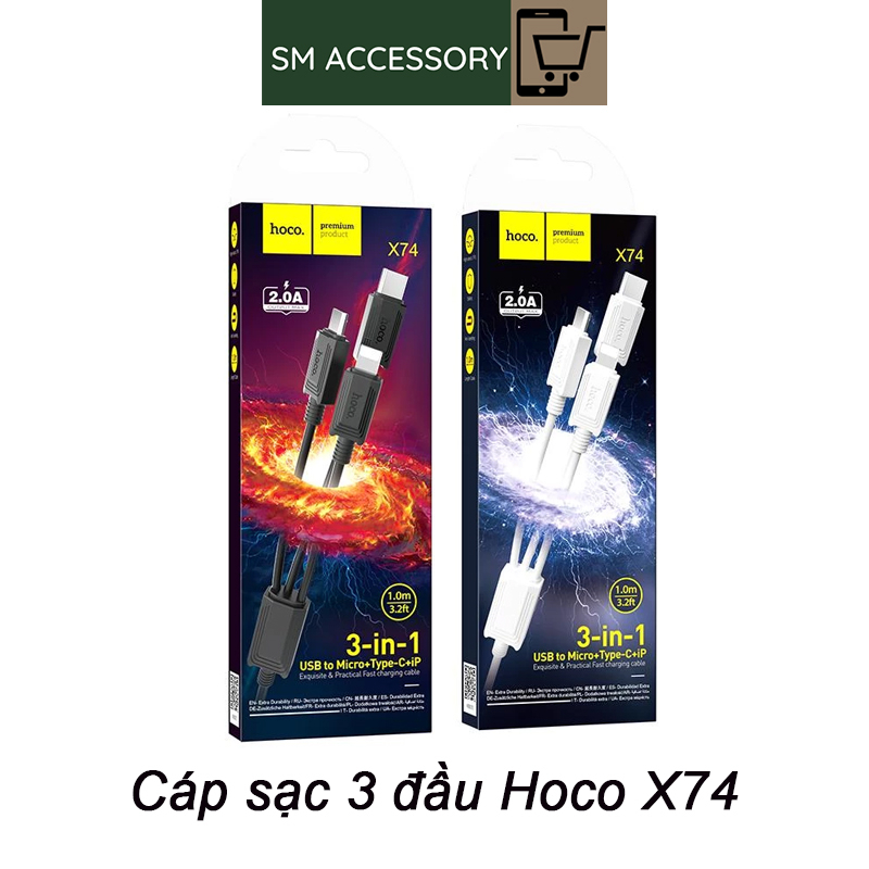 Cáp sạc 3 đầu Hoco X74 (3in1)
