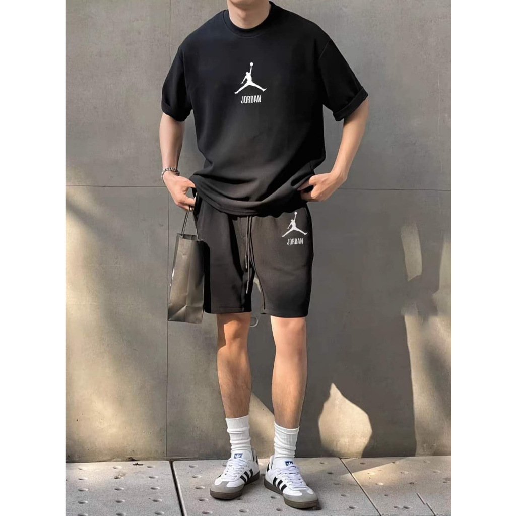 Bộ Thể Thao Hè JODDAN Đen Trắng Nhẹ Nhàng Lịch Sự, Chất Liệu Cotton Khô Mềm, Mịn, Thấm Hút Mồ Hôi Siêu Tốt Mã HE2023