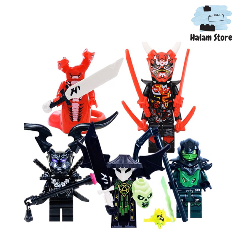 Lắp ráp combo 5 nhân vật phản diện Ninjago - Mô hình lắp ghép nhân vật Mr E Morro Fangtom Oni