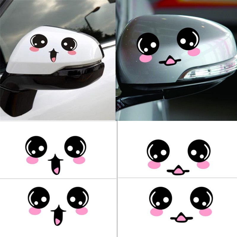 Decal dán gương chiếu hậu xe ô tô họa tiết dễ thương hình gấu thỏ - Sticker Dán Gương Xe hơi