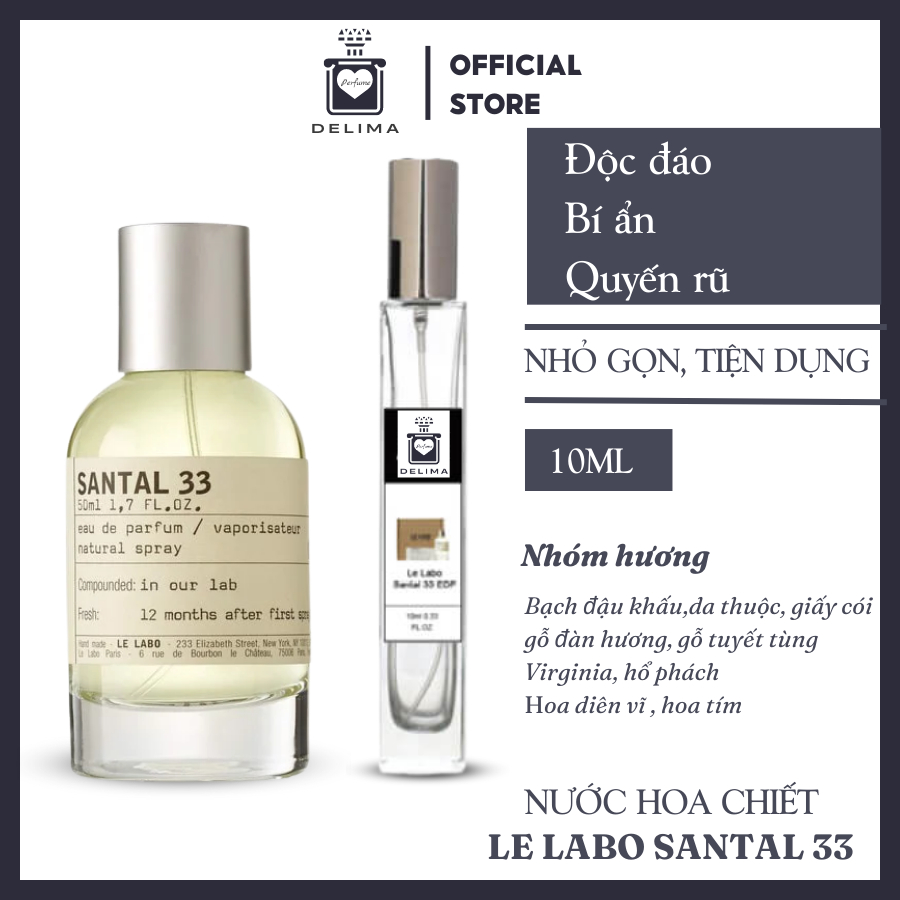 [Mẫu Thử] 10ml Nước hoa Le Labo Santal 33 | Nước hoa Unisex chính hãng |Delimaperfume