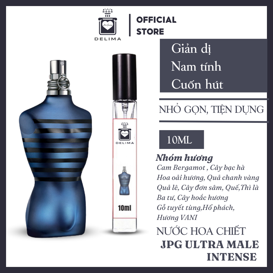 [Mẫu Thử] 10ml Nước hoa JPG Ultra Male Intense | Nước hoa nam chính hãng | Delimaperfume