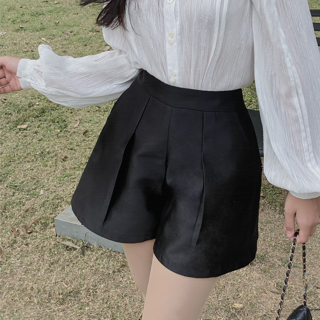 Quần sooc nữ LUCII thiết kế chất tafta phồng ống rộng xòe quần đùi short cạp cao lưng cao thời trang - NGOANLUCII17