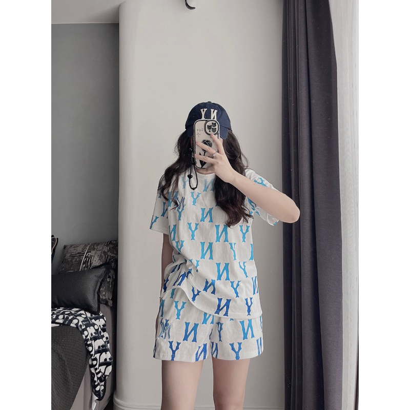 Bộ đùi NY chữ xanh in tràn cho nữ