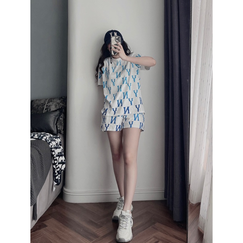 Bộ đùi NY chữ xanh in tràn cho nữ