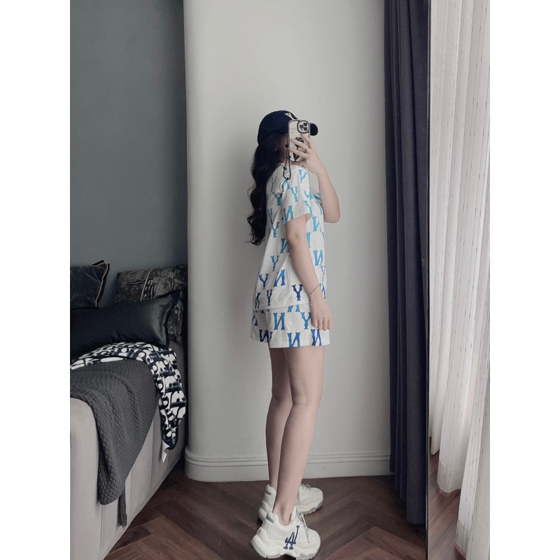 Bộ đùi NY chữ xanh in tràn cho nữ