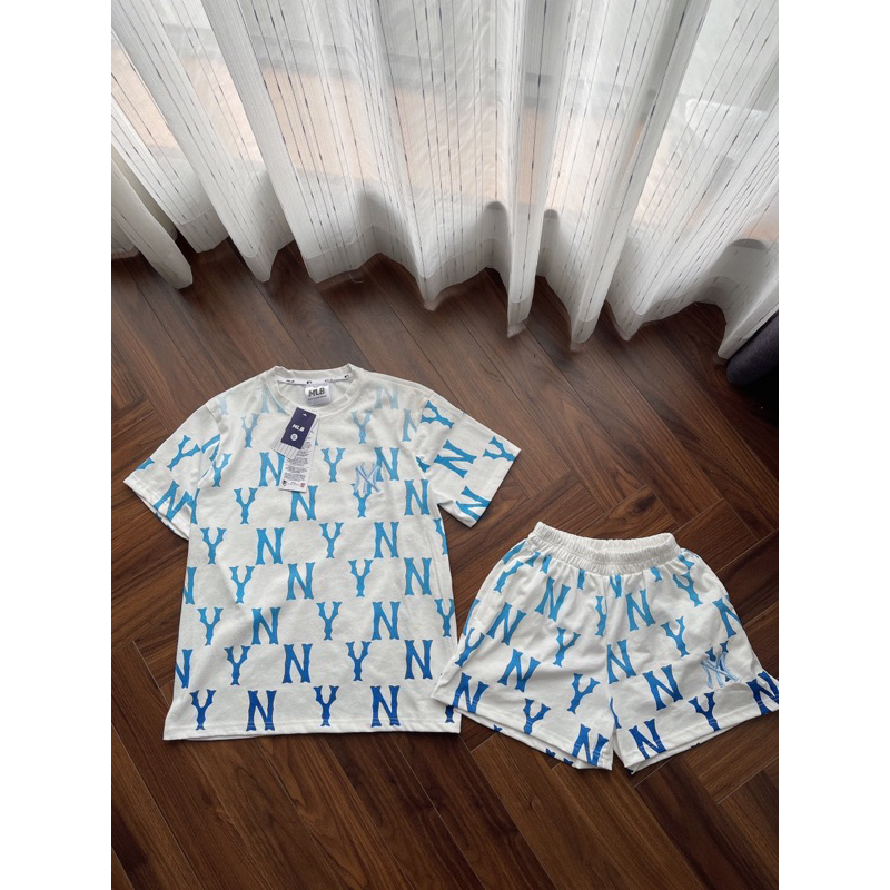 Bộ đùi NY chữ xanh in tràn cho nữ