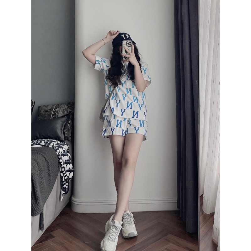 Bộ đùi NY chữ xanh in tràn cho nữ