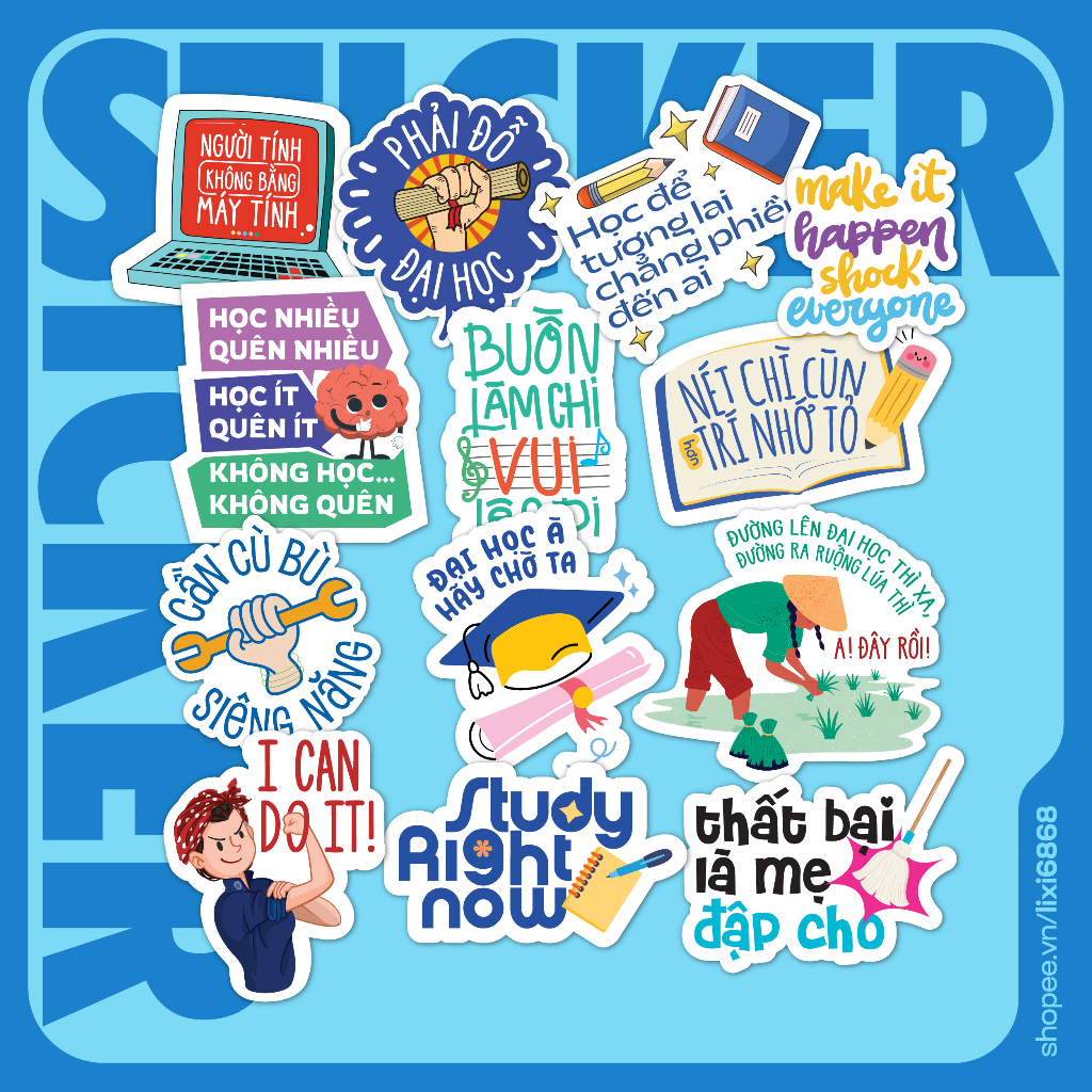 Sticker hình dán vui cho Học Sinh trang trí sổ bút | Sticker thiết kế độc quyền