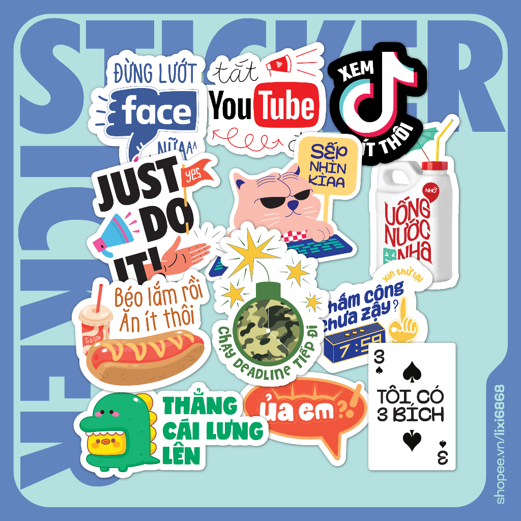 Sticker hình dán vui cho Dân Văn Phòng trang trí đồ dùng, sổ, laptop, điện thoại... | Sticker thiết kế độc quyền