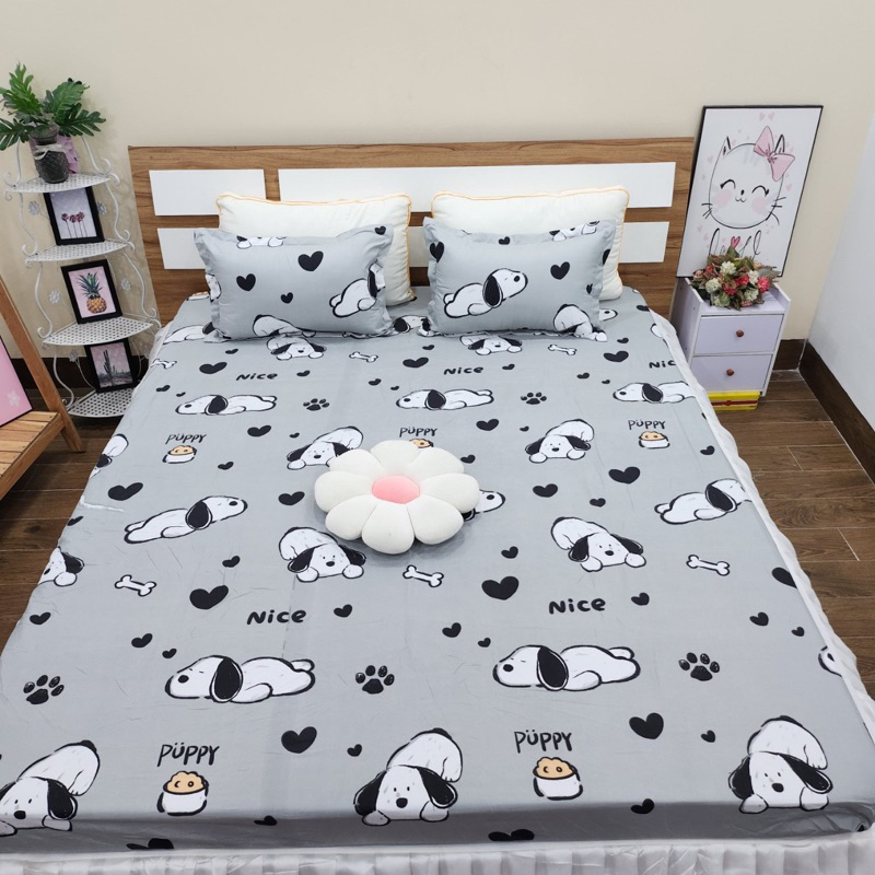 Combo 4 Món Bộ Ga Gối Kèm Vỏ Gối Ôm M2/M6/M8,Bo chun miễn phí