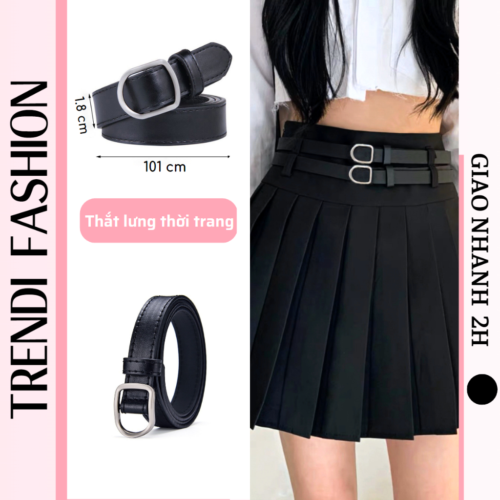 Thắt lưng dây nịt bụng unisex Trendi mặt vuông bo góc kim loại bản nhỏ phong cách ulzzang TL08