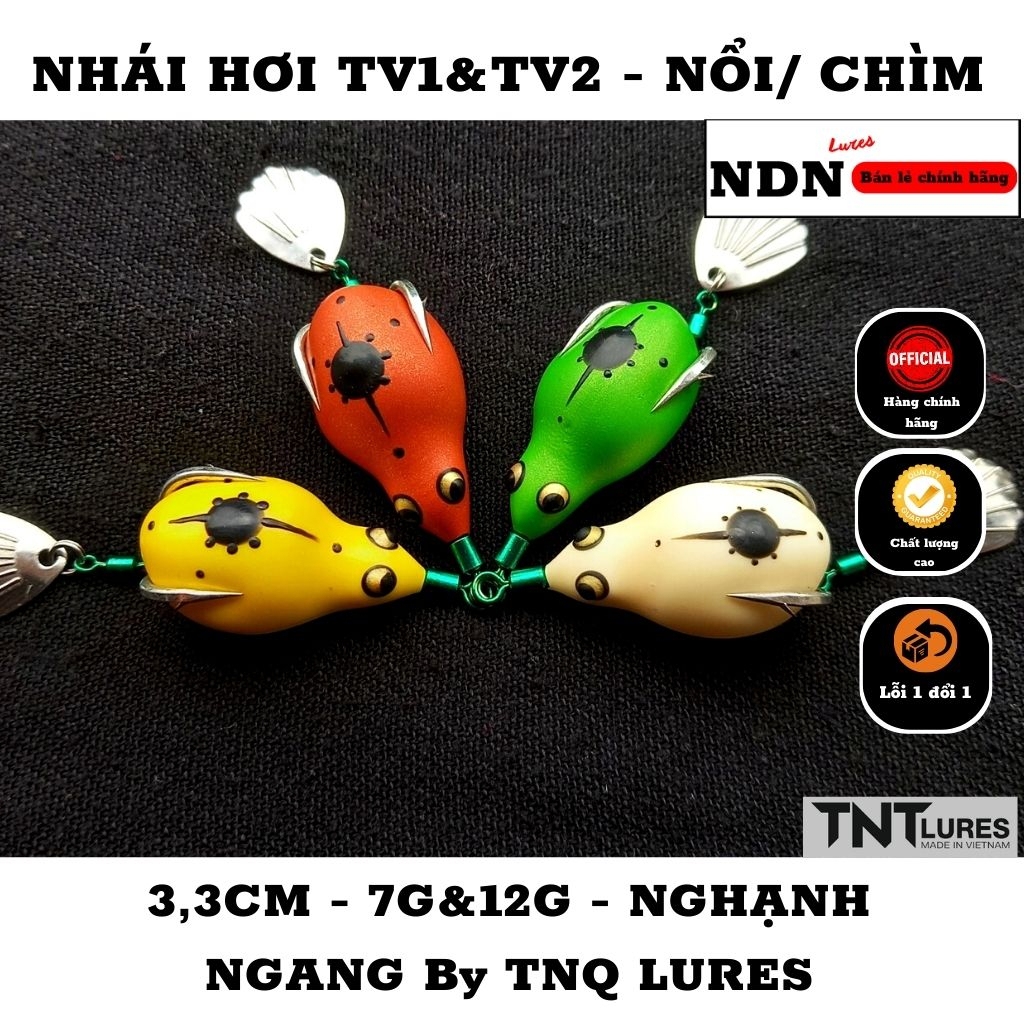 Mồi lure NHÁI HƠI TV2, TV1 TNQ, mồi giả câu cá lóc 3.3cm-12gam-action CHÌM/ 7 gam NỔI