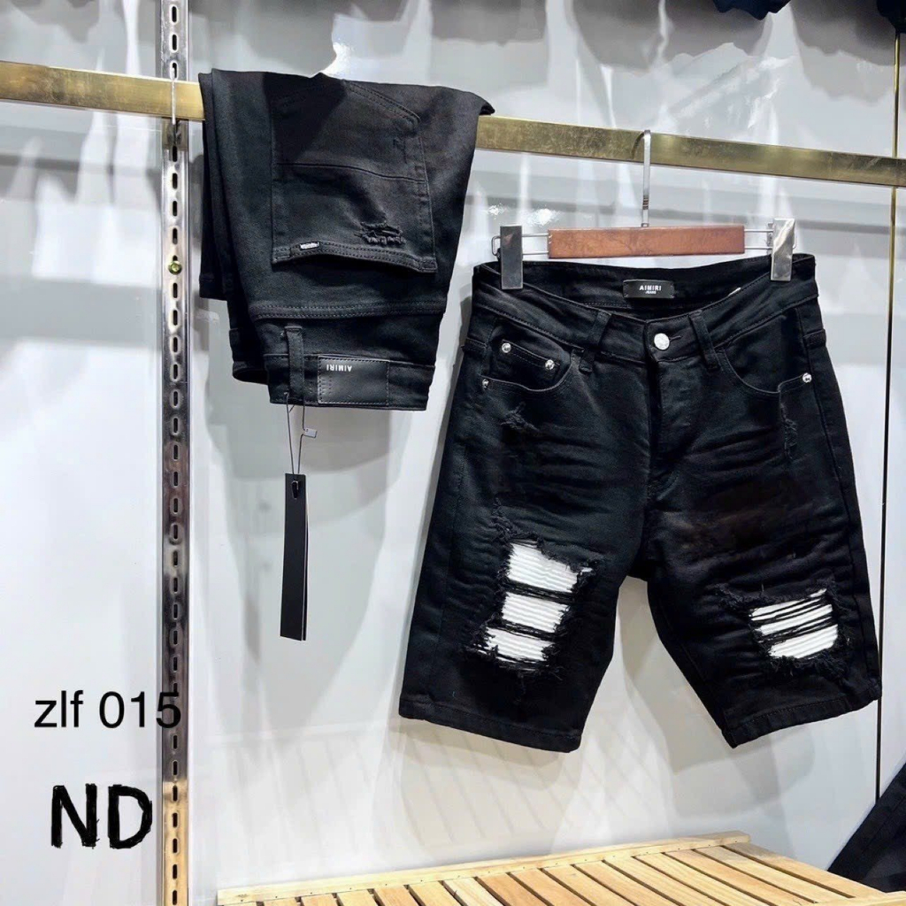 Quần short jean nam vá vải họa tiết may đen rách chất jean dennim co giãn nhẹ mẫu mới nhiều màu-AHFASHION