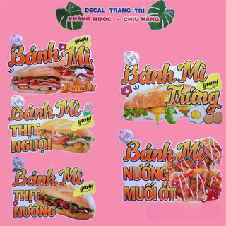 Decal bánh mì trứng, heo quay, thịt nướng, chả cá, chả lụa, sandwich... ✨ hình dán kháng nước, chịu nắng.