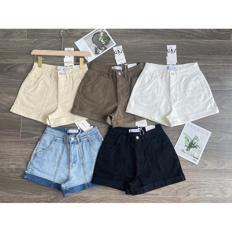 Quần short xăn lai phối gân giữa ZR