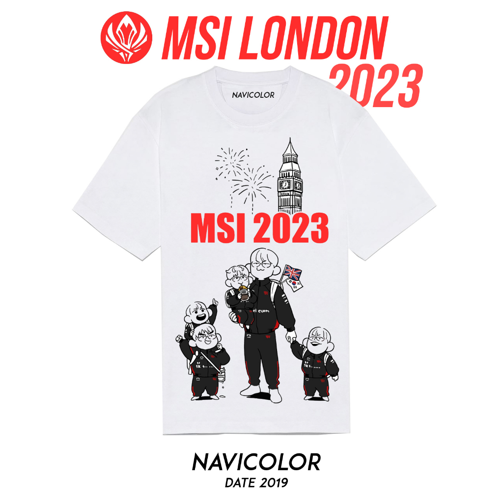 T-Shirt SKT T1 MSI LONDON 2023 | mùa giải chuyên nghiệp 2023 | Áo phông game LOL phong cách Oversize